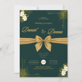 Forest Green Ivy Ornament Wedding Invitation Inbjudningar