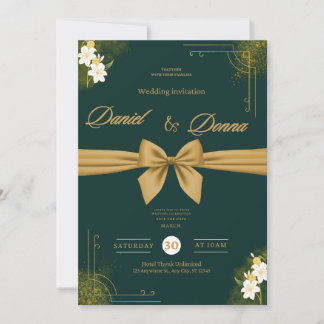 Forest Green Ivy Ornament Wedding Invitation Inbjudningar