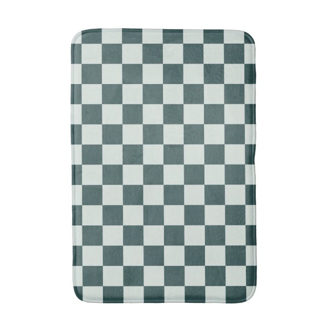 Forest green moss checkerboard pattern badrumsmatta (Framsidan (Vertikal))