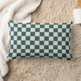 Forest green moss checkerboard pattern lumbarkudde