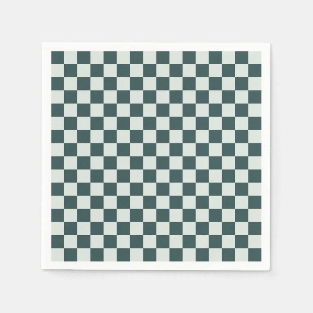 Forest green moss checkerboard pattern pappersservett (Framsidan)