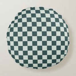 Forest green moss checkerboard pattern rund kudde