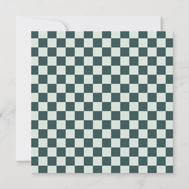Forest green moss checkerboard pattern tack kort (Framsida)
