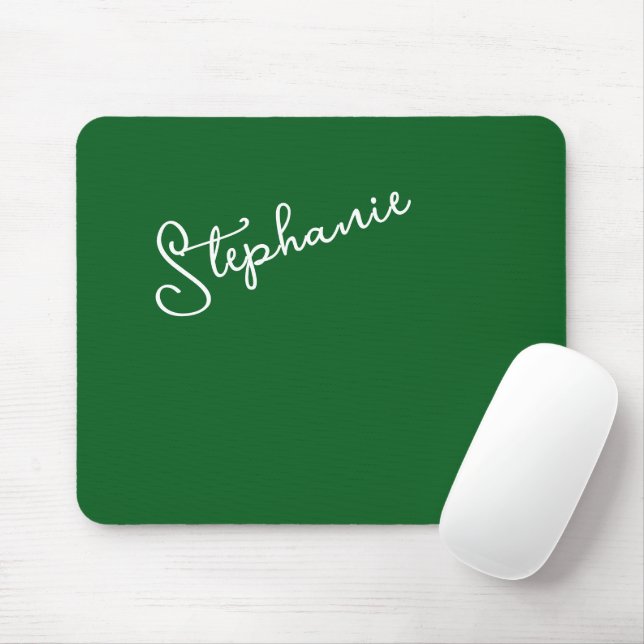 Forest Green Personalized Name Script Minimalist  Musmatta (Med mus)