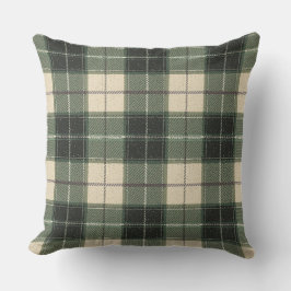 Forest Green Tartan Snowflake Throw Pillow | Cozy Kudde