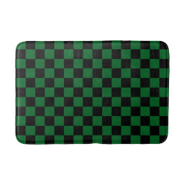 Forest Green with Black Square Pattern Badrumsmatta