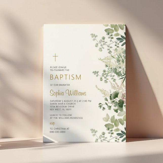 Forest Greenery Baptism-inbjudan Inbjudningar (Skapare uppladdad)
