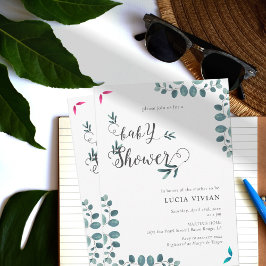 Forest Greenery Eucalyptus Baby Shower Inbjudningar