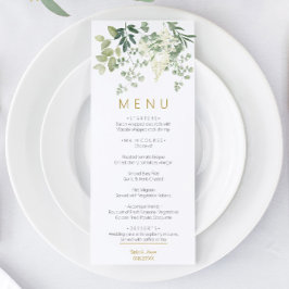 Forest Greenery Löv Bröllop Menu Meny