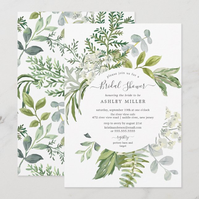 Forest Greenery Möhippa Inbjudningar (Fram/baksida)