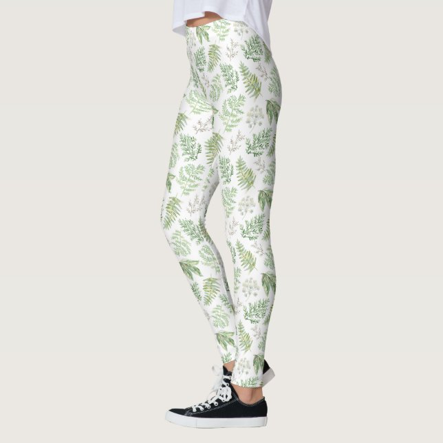Forest Greenery Mönster Leggings (Vänster)