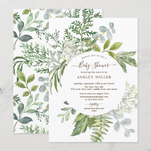 Forest Greenery Neutralt Baby Shower Inbjudningar