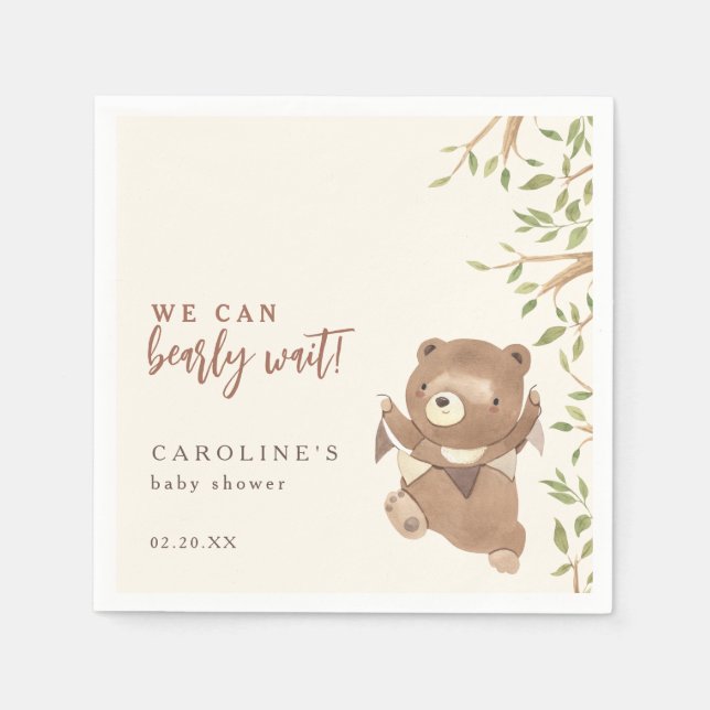 Forest Greenery vi kan bolla Baby Shower Pappersservett (Framsidan)