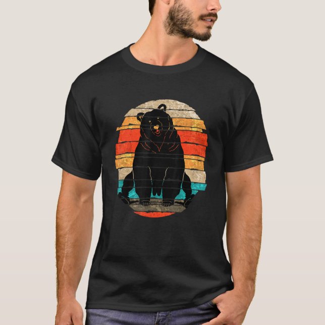 Forest Grizzly Bear Wildlife Nature Animal Retro T Shirt (Framsida)