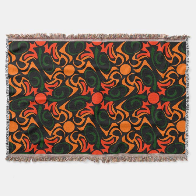 Forest Grönt and Gult Tribal Star Mönster Filt (Framsidan)