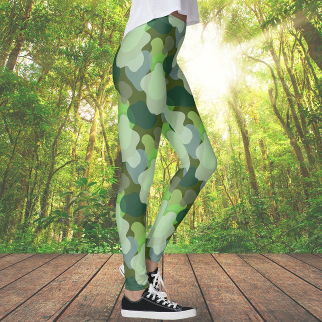 Forest Grönt Camo Mönster Leggings (Forest Green Camo Pattern Leggings)