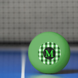 Forest Grönt Gingham Mönster Personlig Monogram Pingisboll
