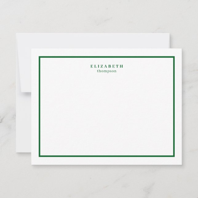 Forest Grönt Gräns Modern Simple Anteckningskort (Framsida)