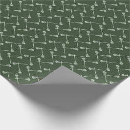 Forest Grönt Lacrosse White Sticks Patterned Presentpapper