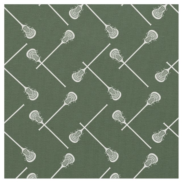 Forest Grönt Lacrosse White Sticks Patterned Tyg (Närbild)