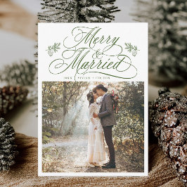 Forest Grönt Merry & Married First jul Photo Julkort