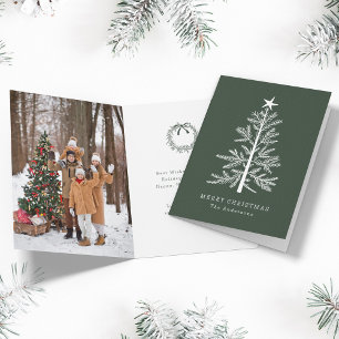 Forest Grönt Minimal jul-foto Gräs Träd Helgkort