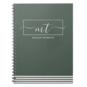 Forest Grönt Modern Mönster-skript Namn Anteckningsbok