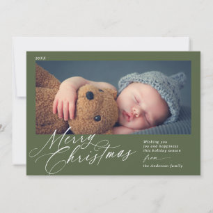 Forest Grönt Olive Skriptfoto för God jul Julkort