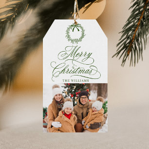 Forest Grönt Romantic God jul Photo Presentetikett