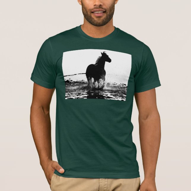 Forest Grönt Running Horse Elegant Modern Pop Art T Shirt (Framsida)