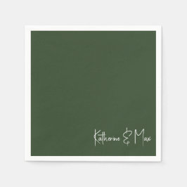 Forest Grönt Script Namn Bröllop Cocktail Pappersservett