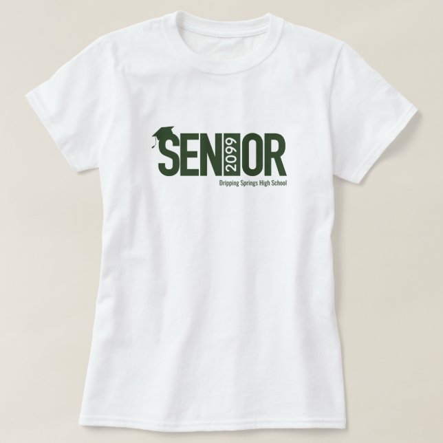 Forest Grönt SENIOR med Studentmössa T Shirt (Design framsida)