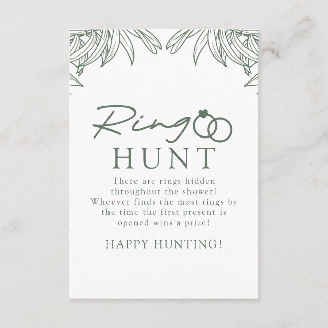 Forest Grönt Simple Botanical Ring Hunt Möhippa Tilläggskort (Framsida)