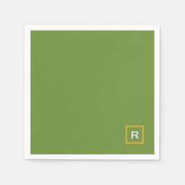 Forest Grönt Solid Färg Classic Plain Initial Pappersservett