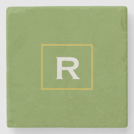 Forest Grönt Solid Färg Classic Plain Initial Stenunderlägg