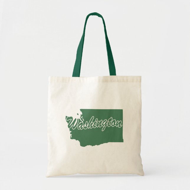 Forest Grönt State of Washington Shape Tote Bag Tygkasse (Framsidan)