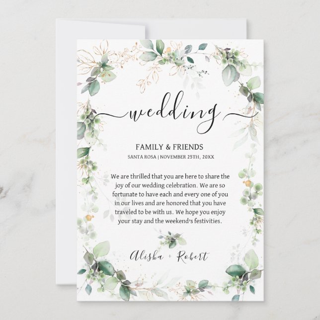 Forest Grönt Välkommen Brev Itinerary Inbjudningar (Framsida)