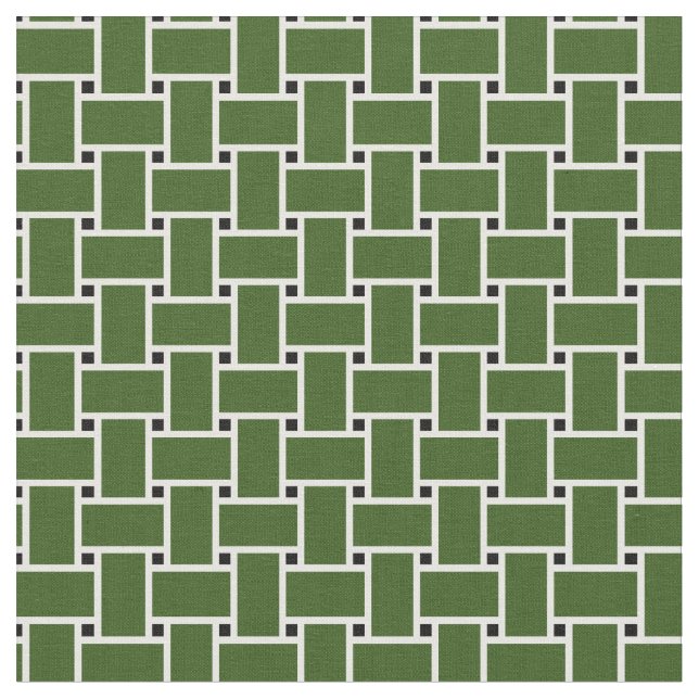 Forest grönt weave basket mönster tyg (Närbild)