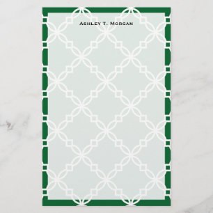 Forest Grönt White Large Finare Quatrefoil Mönster Brevpapper