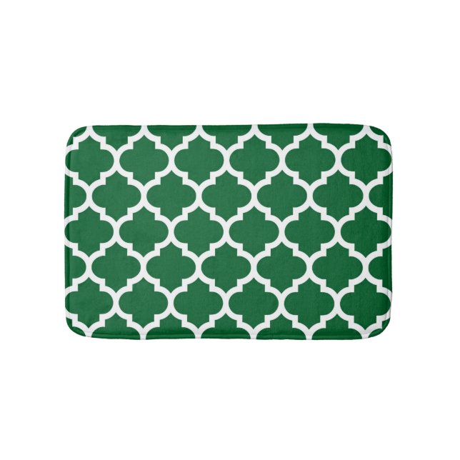 Forest Grönt White Moroccan Quatrefoil Mönster #5 Badrumsmatta (Framsidan)