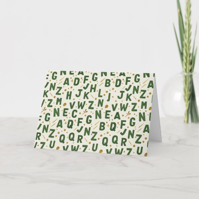Forest Grove Dark Green Artisan Alphabet Kort (Framsida)
