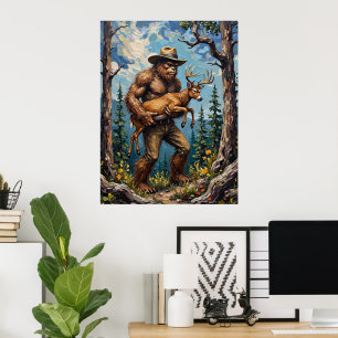 Forest Guardian: Bigfoot och Hjort Poster