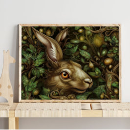 Forest Guld Bunny Animal | Skriv ut Guld Bunny Wal Poster