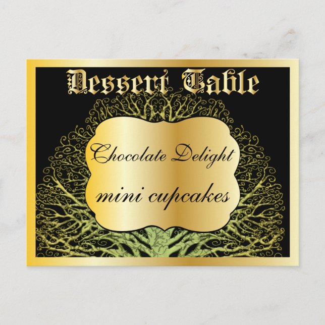 Forest Guld Dessert eller Candy Buffet Bord Card Vykort (Framsida)