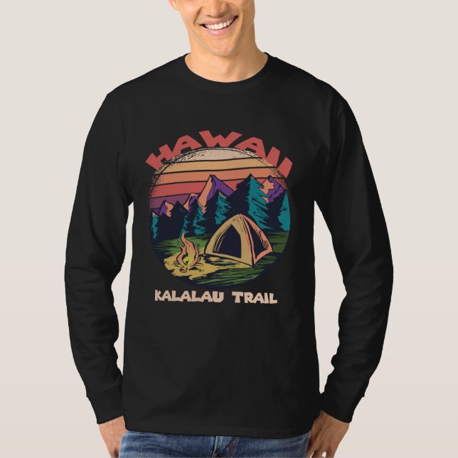Forest Hawaii Kalalau Trail Camping Nature Hiking T Shirt (Framsida)