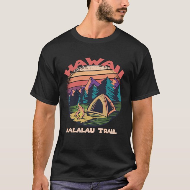 Forest Hawaii Kalalau Trail Camping Nature Hiking T Shirt (Framsida)