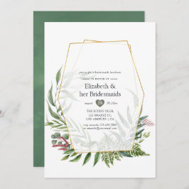 Forest Herbarium Geometric Bridesmaids Luncheon Inbjudningar
