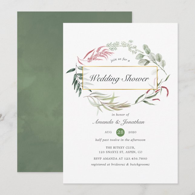 Forest Herbarium Geometric Möhippa Inbjudningar (Fram/baksida)