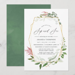 Forest Herbarium Geometric Sip och See Party Inbjudningar