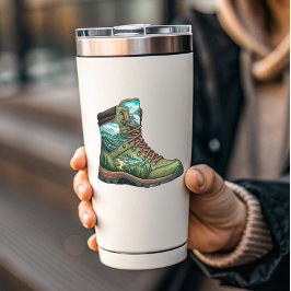 Forest Hiking Boot Vinyl Sticker | Die-Cut Sticker Klistermärken